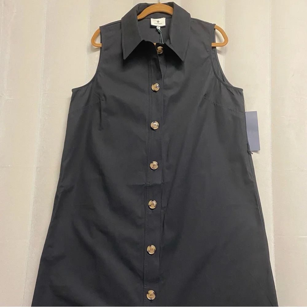 Tuckernuck Women’s Chamberlin Dress XXL 2XL Structured Shirtdress Maxi Black NWT